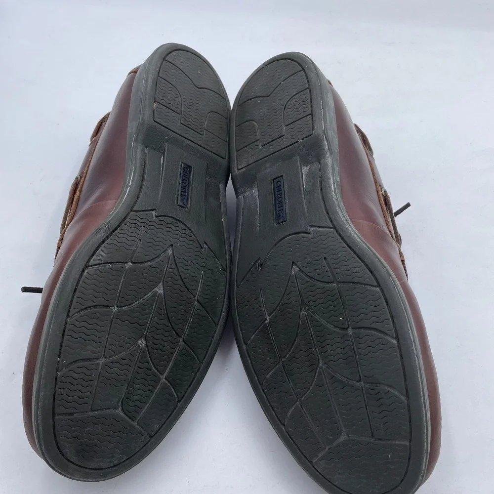 Cherokee Shoes Mens 13 Two Eye Moc Toe Boat‎ Brown Leather Lace Up Flats Casual